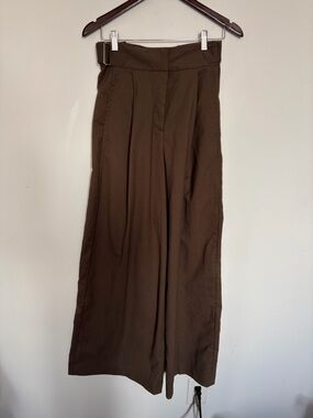 H&M Edition Wide-Leg Trousers in Dark Brown